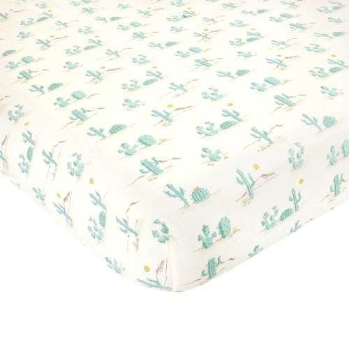 Image of Hudson Baby Unisex Baby Cotton Fitted Crib Sheet, Desert Cactus, One Size