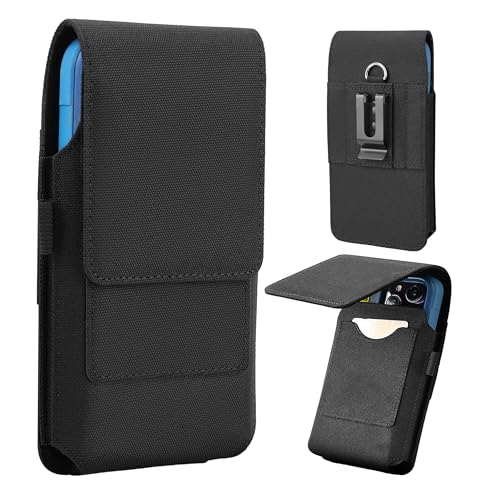 BECPLT Nylon Holster Compatible with Galaxy S25 Ultra S24/S23/S22/S21/S20 Ultra A17 A16 Motorola Moto G56 G Power Black Cell Phone Belt Holder for Men