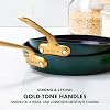 GreenPan Craft 3 Piece Frying Pan Set, 8 9.5 & 11 Skillets, PFAS-Free Ceramic Nonstick, Induction Ready Cookware, Durable Hard Anodized, Dishwasher & Oven Safe, Gold Handles, Green