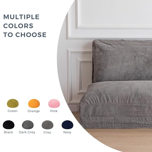 Image of MAXYOYO Folding Sofa Bed, Floor Sofa Convertible Chair with Washable Cover, Floor Couch Lounge Bean Bag Chair Bed for Living Room, Grey, 30x91 Inch