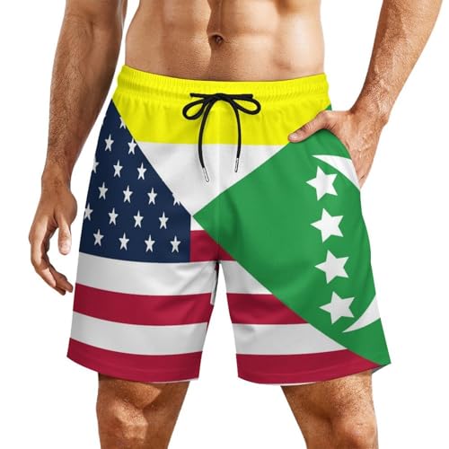 Pantalones cortos de playa hombre con cordón elástico y bolsillos cómodos