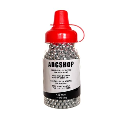 ADCSHOP 1500 Sfere in Acciaio Calibro 4,5 mm - Munizioni - per Armi Aria compressa Pistole CO2 4,5 mm Steel BBS Calibro 4,5 mm