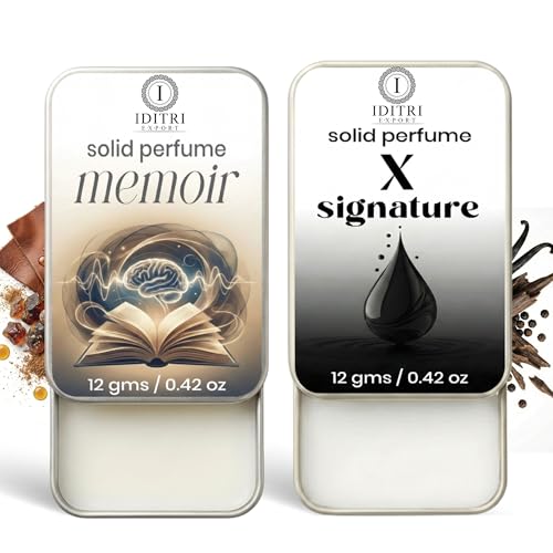 Image of Solid Perfume |x signature&Memoir Alcohol Free Wax Perfume Balm, Long Lasting | Pocket Tin 12g, Pack Of 2| Non Greasy Smooth Glide, Travel Friendly Men And Women