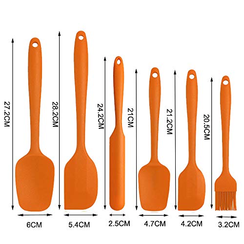 Set spatole in silicone - Spatola in gomma arancia antiaderente 6 pezzi con anima in acciaio inossidabile - Set di utensili da cucina per spatole termoresistenti per cottura - immagine 6