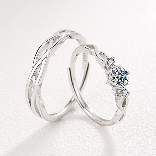 [New Sterling Silver 925, Couple Rings Set, Adjustable Matching Rings, I Love You Wedding Relationship Promise Rings4