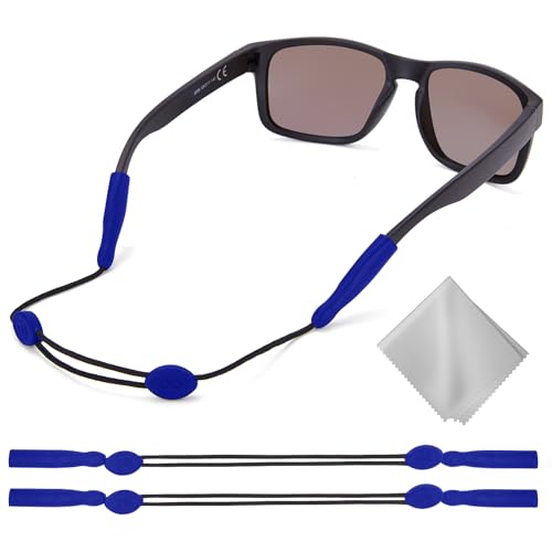 Image of Buyisgle Eye Glasses Holder Strap - Adjustable Sunglasses Straps Cords for Men Women - Eyeglass Holders Around Neck - Eyewear String Lanyard Retainer -2PCS（14in Blue