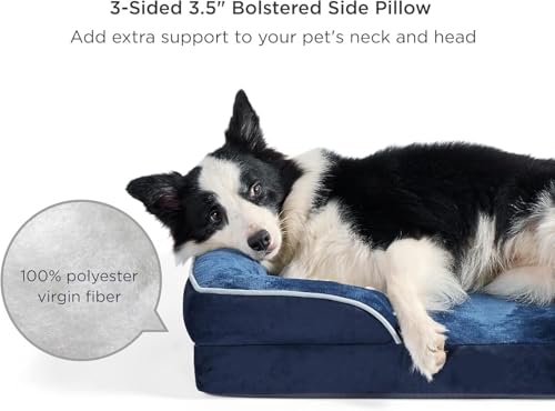 Image of Cutepups Orthopedic Dog Bed Comfortable Dog Mattress for Sleeping, Washable pet Bed for Dogs (Navy Blue, L)