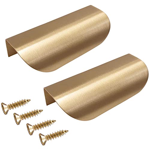 Oneyijun 2 Pcs Leaf Shape Cabinet Drawer Wardrobe Door Brass Gold DecorativeFurniture Pulls Handles Kitchen Door Drawer Pull Knobs with Screws for Bathroom Bedroom (117mm Style2)