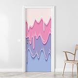 3D Door Sticker Three Layers Pastel Colored Candy ice Cream drip Realistic 3D Sweet Door Mural Peel and Stick Self-Adhesive Door Decal Removable Wallpaper Poster Home Decor for Bedroom 30.3'x78.7'
