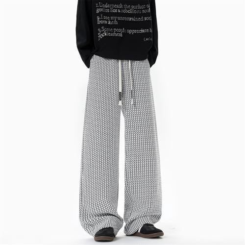 Seidarise Men's Textured Wide - Leg Pants, Adjustable Drawstring Waist, Casual Loose Fit Trousers4