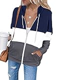 Sudadera para mujer con capucha con cordón, cremallera frontal, manga larga, 2 bolsillos laterales, corte holgado, te hace moderna y cómoda.