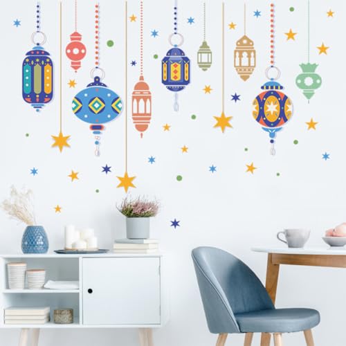 Vinilos decorativos de pared con linterna y estrella para festival miniatura 5