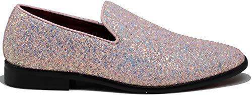 Image of SPK04 Men's Vintage Glitter Dress Loafers Slip On Shoes Classic Tuxedo Dress Shoes