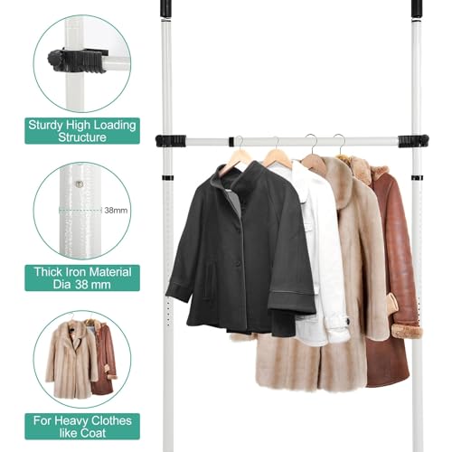Begehbarer Kleiderschrank System, Teleskop Kleiderständer Kleiderstange Regal Teleskop Garderobe System Offen Teleskopstange Garderobensystem Kleiderstangen Kleiderständer DIY mit 6 Stangen