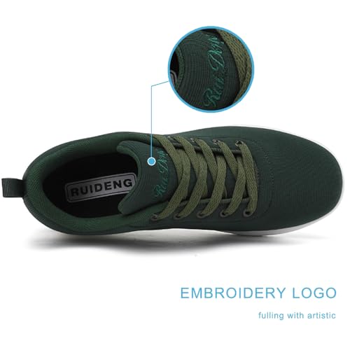 Image of RUIDENG Orthopedic Work Shoes for Women Cushy | Women Sneakers Whole Day of Walking | 2 Inch Rocker Bottom Dark Green Size 5