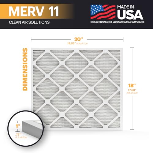 Image of BNX TruFilter 18x20x1 Air Filter MERV 11 (4-Pack) - MADE IN USA - Allergen Defense Electrostatic Pleated Air Conditioner HVAC AC Furnace Filters for Allergies, Dust, Pet, Smoke, Allergy MPR 1200 FPR 7