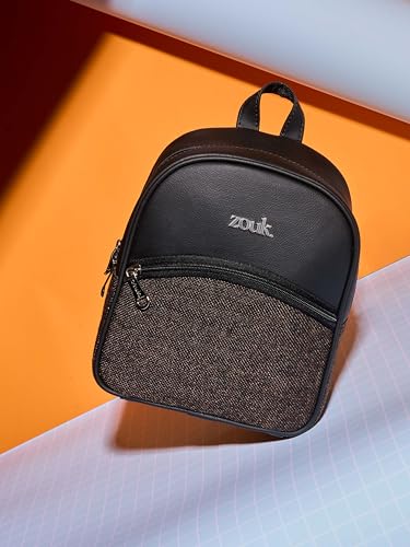 Image of ZOUK Dalila Mini Daypack | Stylish Small Backpack for Women | Compact | Bag for Girls | Daily College Use | Travel Day Pack | Vegan Leather | Handcrafted | Water-Resistant
