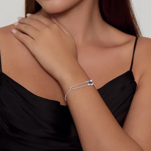 Fashion Safety Pin Hook Bangle Bracelet, AILUOR Vintage Punk Classic Simple Love Bracelet Jewelry Unisex2