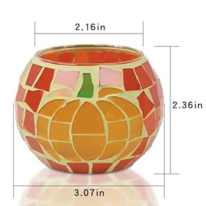 Analim 4 pcs thanksgiving pumpkin candle holders pumpkin mosaic glass tealight candle holders decorative fall table centerpiece thanksgiving decorations  urban country home decor