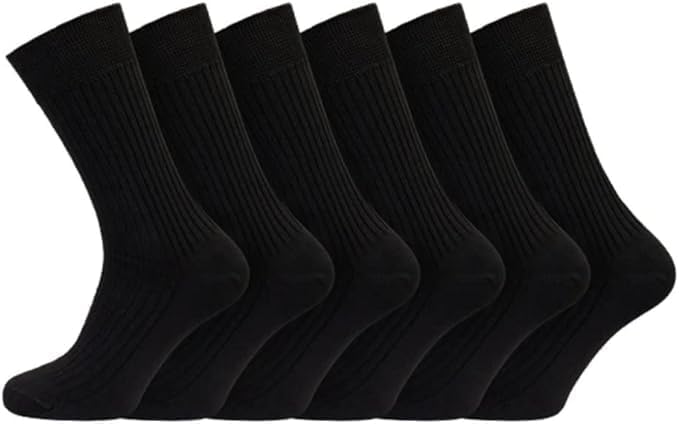6 Pairs Diabetic socks for men Ideal socks for swollen legs made from 100% cotton. Stretchy gentle grip socks Men's Loose Wide Top Socks,Soft Diabetic Anti Bacterial Socks