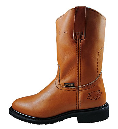Image of Men's Genuine Leather Work Boots Western Cowboy Pull On Boots 717