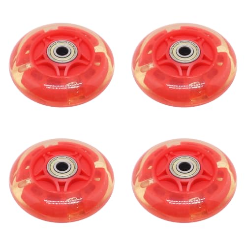 BENLIUDH Inline Skate Wheels With Bearings, 3 Inch Roller Blade 76mm Outdoor and Indoor Clear Wheels for Office Chairs, Luggage (4 Pack, Red)