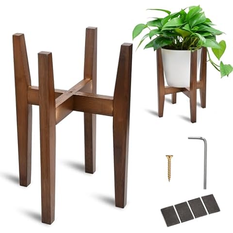 BADALU Adjustable Bamboo Plant Stand for Indoor Use Cover
