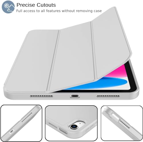 Image of Printme Compatible with iPad (A16) 11th Generation Case 11 Inch 2025, for iPad 10th Generation Case 10.9 Inch 2022 with Pencil Holder, Slim Trifold Stand Protective Cover with Soft TPU Back (Grey)