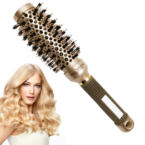 Peine rizador - Secador de cepillo de pelo resistente al calor | Herramienta para cabello ondulado antiescaldaduras con mango largo, estilizador de volumen de aire, mechones en espiral, rodillo