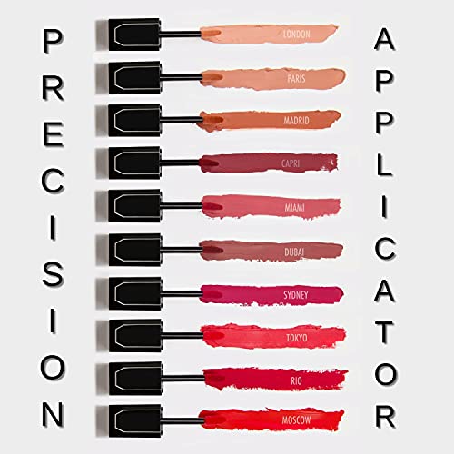 Eleman Liquid Matte Lipstick Scarlet Red Moscow Edition - Long Lasting Ultra-Pigmented - Vitamin E Infused No Drying Formula - Vegan And Cruelty-Free Ingredients 19 Oz #TOP3