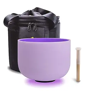 FMTY Purple B Note Crystal Singing Bowl Crown Chakra 10inch with soft carrying case and Singing Mindfulness, Yoga, Spiritual and Body Healing and Energy Cleansing