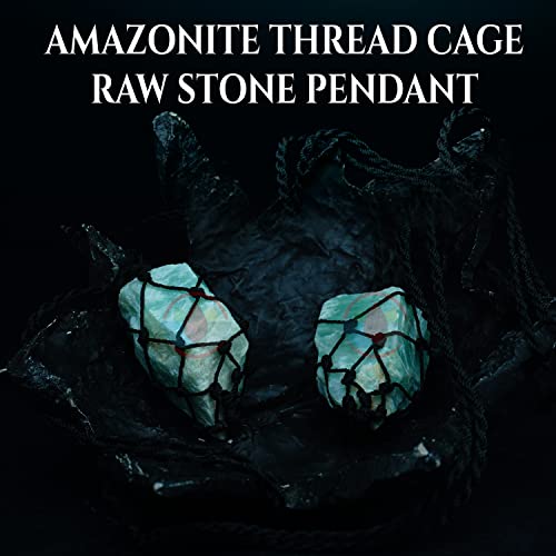 Image of REMEDYWALA Charged Energized Raw Stone Thread Cage Wrapped Pendant | Raw Stone Thread Cage Wrapped Pendant for Women and Men