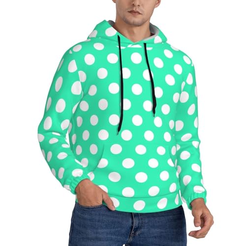 Hoodies For Men - Light Green Polka Dot Print Long Sleeve Casual Men'S Hoodies & Sweatshirts Pullover With Pocket
