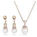 Swarovski Originally Earring and Necklace Set, Clear Stones and Pearls in a Rose Gold-Tone Finished Setting, Part of the Originally Collection