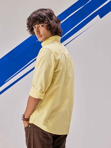 Image of UNSTD Men Solid Cotton Oxford Shirt Full Sleeves | Regular Fit Premium Shirt for Men | Office & Casual Wear