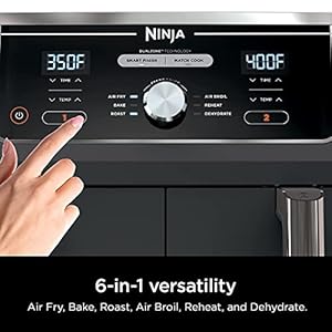 Ninja DZ401 Foodi 10 Quart 6-in-1 DualZone XL 2-Basket Air Fryer with 2 Independent Frying Baskets, Match Cook & Smart Finish to Roast, Broil, Dehydrate & More for Quick, Grey (Renewed) Ninja DZ401 Foodi 10 Quart 6 in 1 DualZone XL 2 Basket Air Fryer with 2 Independent Frying Baskets Match Cook Smart Finish to Roast Broil Dehydrate More for Quick Grey Renewed