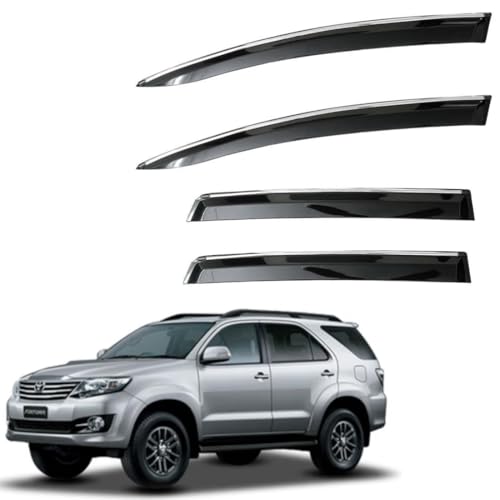 Image of CAR SAAZ Non-Breakable Smoke Door Visor for Fortuner (2009-2016)| Sun, Rain Wind Deflector | Strip Side Door Rain Visor - Set of 4 Pcs