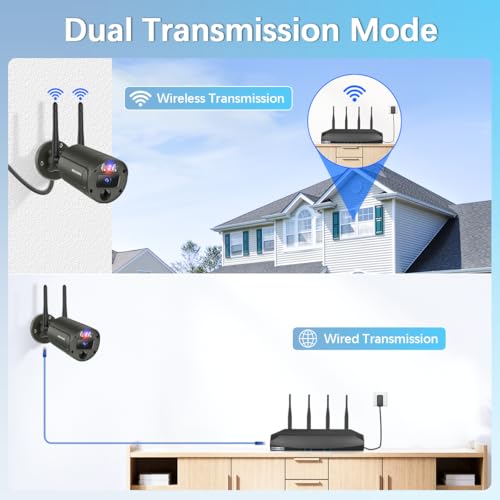 Image of 【130 Wide Angle & 90 Days Storage】 Outdoor Wireless Security Camera System, Wireless Cameras for Home Security, WiFi Video Surveillance DVR Kits