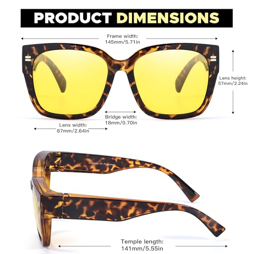 LVIOE Night Vision Glasses for Driving Women Men Yellow Glasses for Night Driving Glare Polarized Wear Over Eyeglasses N42013