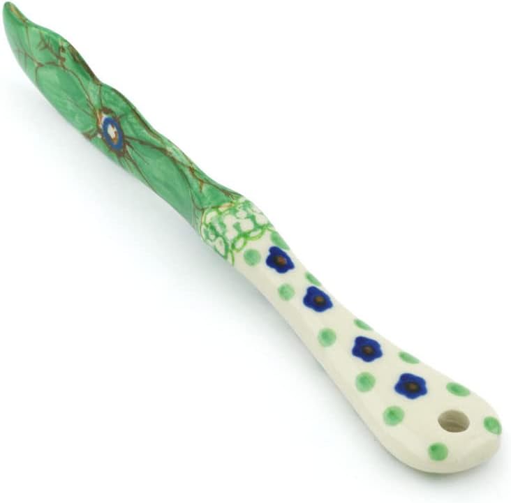Polish Pottery 7?-inch Spreading Knife made by Ceramika Artystyczna (Key Lime Dreams Theme) Signature UNIKAT + Certificate of Authenticity