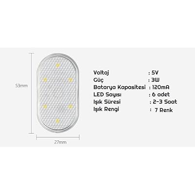 Zauss Mini 6 Led Lamp with 7 Color Changeable Touch Sensor USB Rechargeable Magnet Lighting