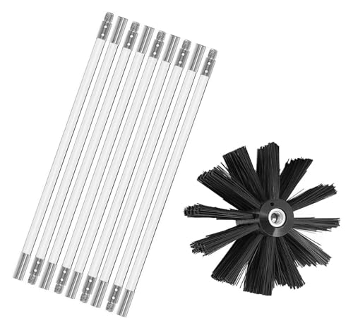 Kit De Deshollinador De Chimeneas, Kit De Cepillo De Limpieza De Chimeneas Flexible, Kit De Limpieza De Conductos De Aire, Kit De Limpiador De Ventilación De Secador De Nailon Cepillo De Chimenea Kit(