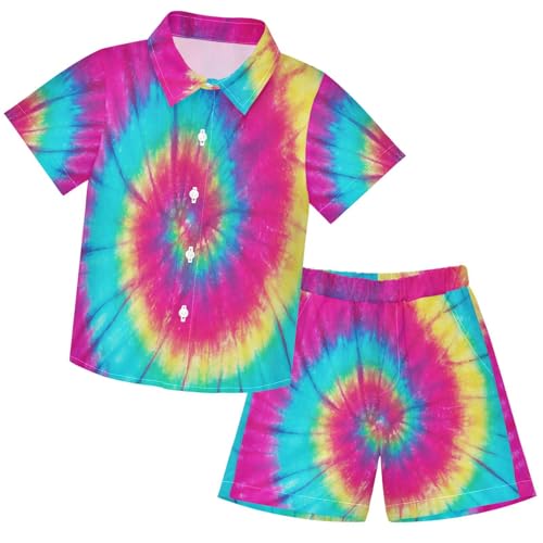 Image of visesunny Boys Hawaiian Shirt and Short Set Summer Outfit Kids 2 Piece Clothes Set 3-10Y