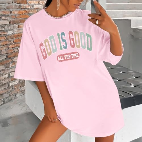 Image of Christian Shirts for Women Oversized God is Good Shirt Religious Jesus Faith Inspirational Tshirt Bible Verse Tee Top