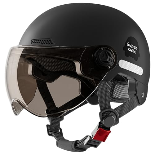 Casco de motocicleta de media cara retro a prueba de viento con gafas 183
