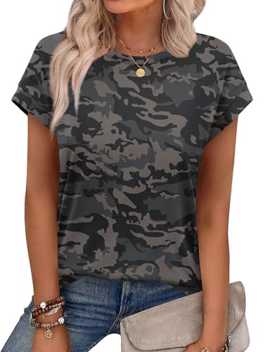 Image of Alaroo Womens Summer Tops Short Sleeve Shirts Crew Neck Cute Trendy Tunic Blouses (S-3XL)