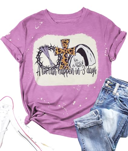 Image of A Lot Can Happen in 3 Days Shirt Women Christian Easter Tshirts Casual Short Sleeve Religious Quotes Tee Tops