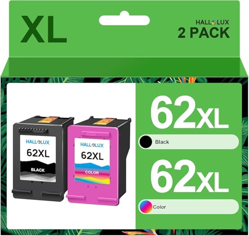 HALLOLUX 62 Druckerpatronen 62 XL Multipack Tintenpatronen Kompatibel für HP 62XL Schwarz und Farbe Patronen für Envy 5540 5544 5545 5548 5640 5646 7640 OfficeJet 200 5740 5742 5744 (2er-Pack)