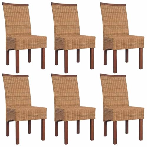Nqyjm - Silla de cocina, sillas de comedor, juego de 6 piezas, color marrón ratán natural, para comedor, dormitorio, oficina, modelo 1