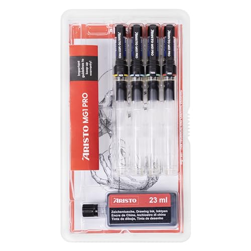 Stylo à encre de Chine Aristo AH64400 mg1 Pro avec lot de 5 pièces noires